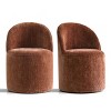 Modern Dining Chairs Set of 2 Chenille Upholstered Dining Chair with Wheels Round Dining Room Chair for Kitchen,Dining Room -Tanpinhause - 2 of 4