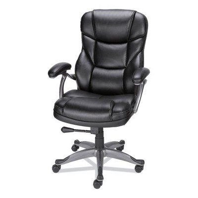 Luxurious High-Back Black Leather Task Chair with Chrome Base
