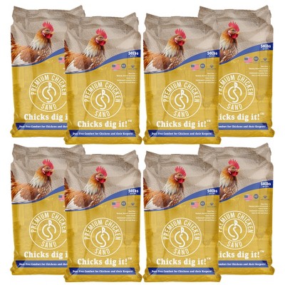 Premium Chicken Sand, Odor Eliminating Bedding for Chicken Coops, Nesting Boxes & Runs - Natural Deodorizer, 50 lb Bag, 8 Pack