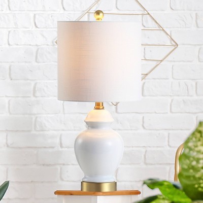20" Perry Ceramic/Metal Table Lamp White (Includes LED Light Bulb) - JONATHAN Y