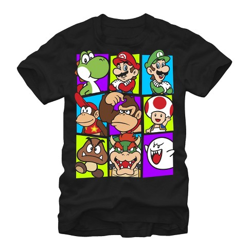 Men's Nintendo Mario T-shirt - Black Large :