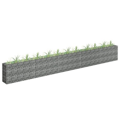 VidaXL Gabion Raised Bed Galvanized Steel 177.2 inches x11.8 inches x23.6 inches