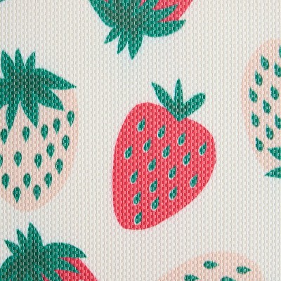 Home Sweet Home Pink and Green PVC Kitchen Mat with Strawberry Pattern