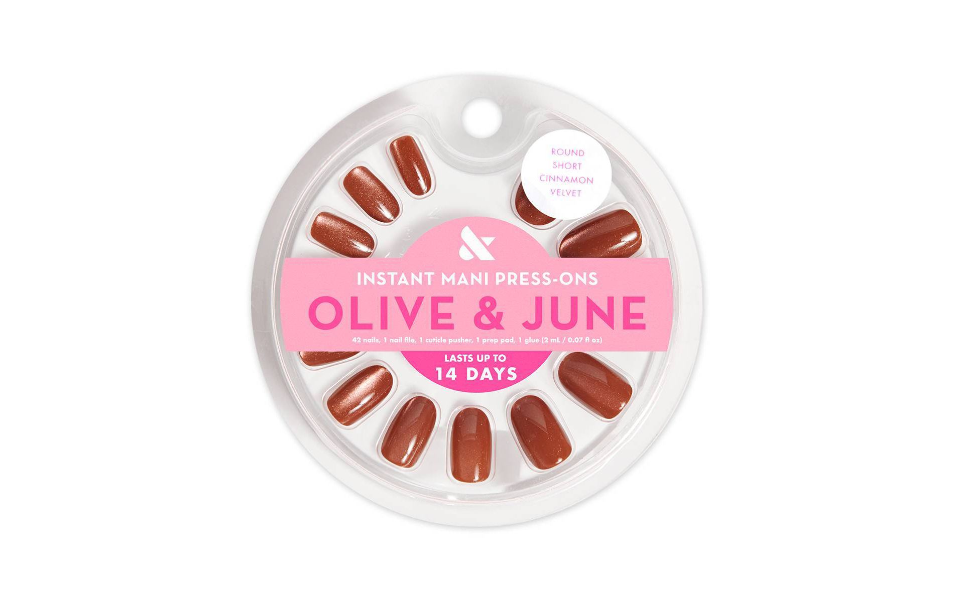 Olive & June Press-On Fake Nails - S Round - Cinnamon Velvet - 42ct