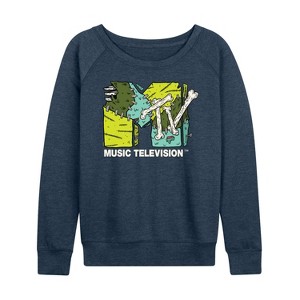 Women's - MTV - Logo Halloween Lightweight French Terry Wide Neck Long Sleeve Shirt - 1 of 4