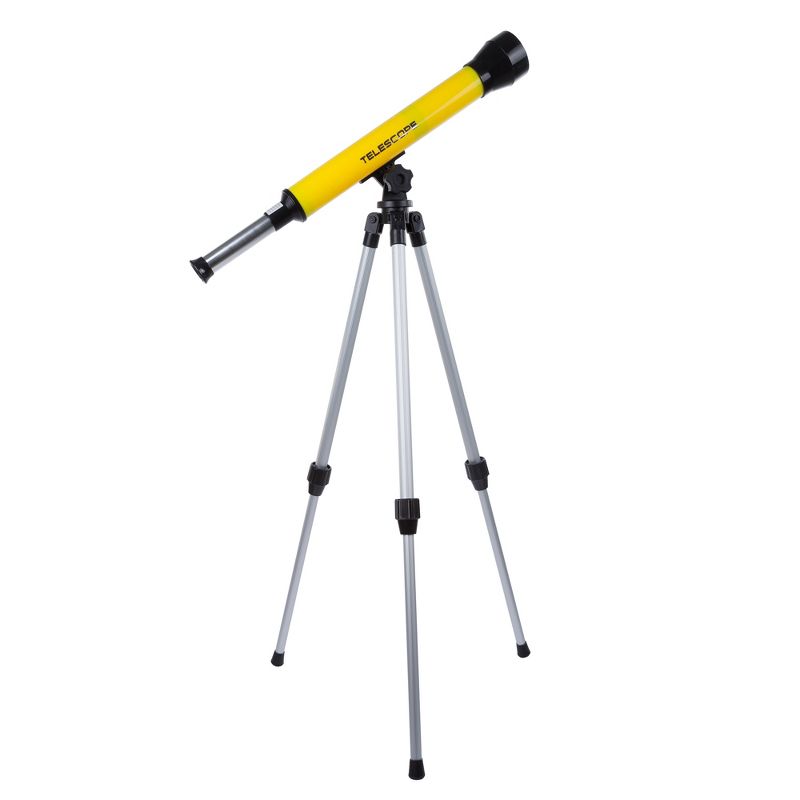 Toy Time Kids' 40mm 30x Beginner Telescope With Adjustable Tripod - Yellow and Silver, 1 of 7