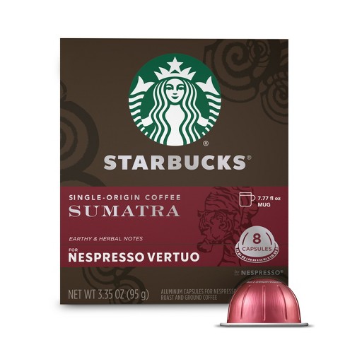 Mammoet Toeschouwer Interesseren Starbucks Coffee Capsules For Nespresso Vertuo Machines — Dark Roast  Single-origin Sumatra — 1 Box (8 Coffee Pods) : Target