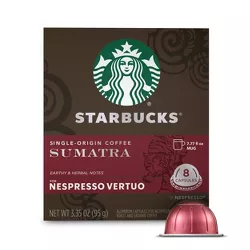 Starbucks Coffee Capsules for Nespresso Vertuo Machines — Dark Roast Single-Origin Sumatra — 1 box (8 coffee pods)