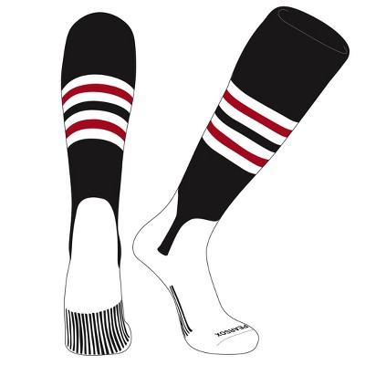 PEAR SOX OTC Baseball Softball Stirrup Socks (F, 5in) Black, White, Red (S)
