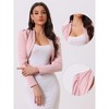 Allegra K Women's Curved Hem Puff Long Sleeve Open Front Crop Bolero Shrug - 2 of 4