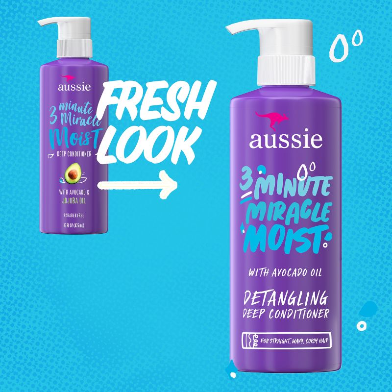 Aussie Miracle Moist with Avocado &#38; Jojoba Oil, Paraben Free 3 Minute Miracle Conditioner - 16.0 fl oz, 4 of 19