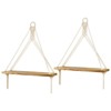 Aoibox Set of 2 Macrame Hanging Shelves with LED Lights and Artificial Ivy for Wall Decor, White Wood Floating Shelf - 2 of 4