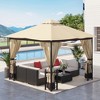 11' x 13' Patio Gazebo, Double Roof Outdoor Gazebo Canopy Shelter with Netting & Curtains, Steel Corner Columns for Garden, Lawn and Deck - 2 of 4