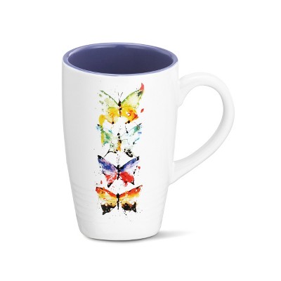 DEMDACO Four Butterflies Latte Mug 20 ounce - Blue