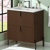 30" Freestanding Bathroom Vanity with Ceramic Sink, Smart Storage, Soft Close Drawers, Handcrafted Fluted Design, and 8.5" Legs - 3 of 4