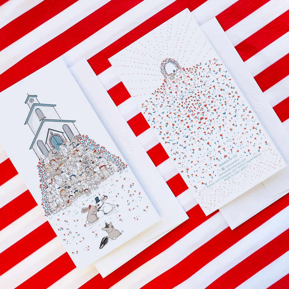 2ct Bunnies Wedding Picture Long Greeting Card Pack by Ramus & Co - thumbnail 3