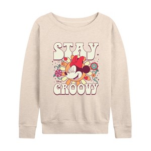 Women's - Disney - Mickey & Friends Lightweight French Terry Wide Neck Long Sleeve Shirt - 1 of 4
