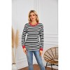 Womens Fall Casual Long Sleeve Shirts Striped Color Block Crew Neck Tops Business Fashion Round Neck Outfits Clothes Blouses - 4 of 4