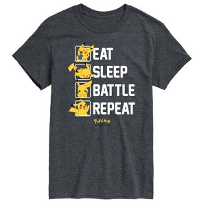 Men's - Pokémon - Eat Sleep Battle Repeat Short Sleeve Graphic T-Shirt - 1 of 4