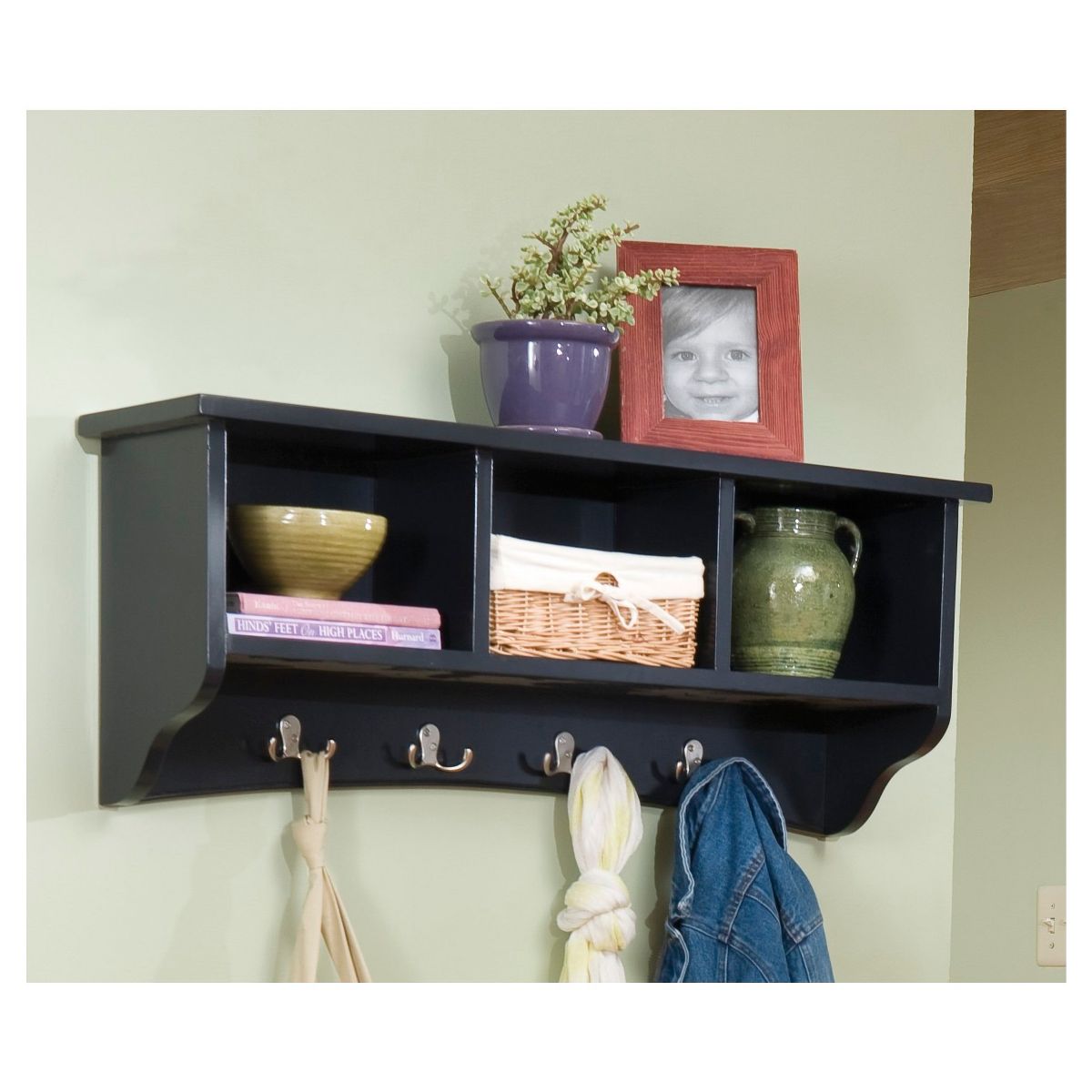 Shaker Cottage Coat Hooks with Storage - Alaterre Furniture - thumbnail 2