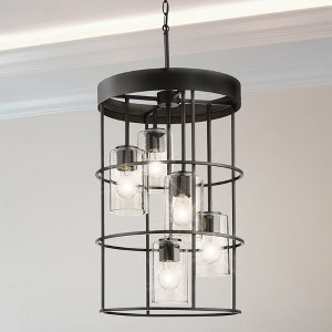 Urban Ambiance Luxury Modern Indoor Chandelier,  23-5/8''H x 15-1/2"W x 15-1/2''D,  Matte Black Finish, UHP4499 - 1 of 4