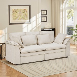Buenhomino Convertible Sectional Loveseat Sofa with Deep Seat &Movable 2-Layer Ottoman, Oversized L-shape Cloud Sofa with Chaise & Armrests,Chenille - 1 of 4