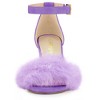 Allegra K Women's Faux Fur Buckle Closure Ankle Strap Block Heels Sandals - 2 of 4