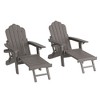 Sonkuki 2-Piece Folding Adirondack Chair with Retractable Ottoman, Fire Pit Patio Chair with Cup Holder Lawn Outdoor Lounge Chair - 2 of 4