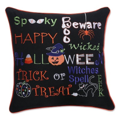 18"x18" Halloween Fun Square Throw Pillow Black/Orange/Purple - Pillow Perfect: Indoor Decorative Accent, Polyester Fill