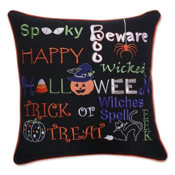18"x18" Halloween Fun Square Throw Pillow Black/Orange/Purple - Pillow Perfect