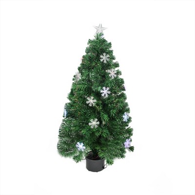 Northlight 3' Prelit Artificial Christmas Tree Color Changing Fiber Optic with Snowflakes