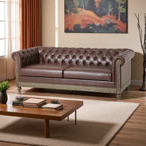 78.75" Rolled-Arm 3-Seater Sofa with Pull-Tab Backrest - 1 of 4