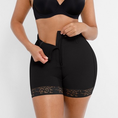 Feelingirl Women's Front Zipper Butt Lifter Tummy Control Shapewear Shorts