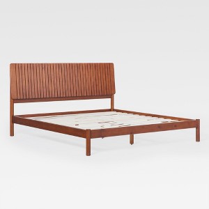 Saracina Home King MidCentury Vertical Slatted Headboard Solid Pine Bed - 1 of 4