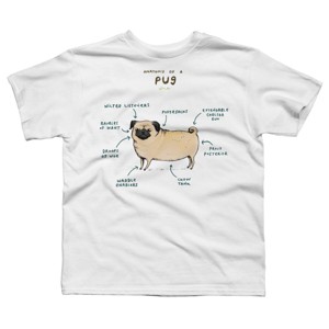 Boy's Design By Humans Anatomy of a Pug By SophieCorrigan T-Shirt - 1 of 3