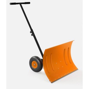 Heavy Duty Snow Shovel with Wheels – 29x20" Wide Adjustable Angled Blade – Ergonomic Metal Snow Pusher– Rolling Snow Removal Tool - 1 of 4