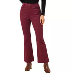 Allegra K Women's Vintage Corduroy Elastic High Waist Stretchy Bell Bottom Trousers