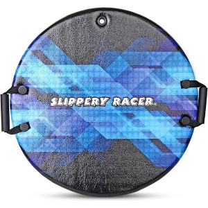 Slippery Racer Downhill Zeus Adults and Kids Foam Saucer Disc Snow Sled Toboggan with Handles, Midnight Hologram (3 Pack) - 1 of 4