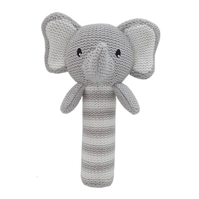 Living Textiles Baby Huggable Knit Rattle - Ezra Elephant