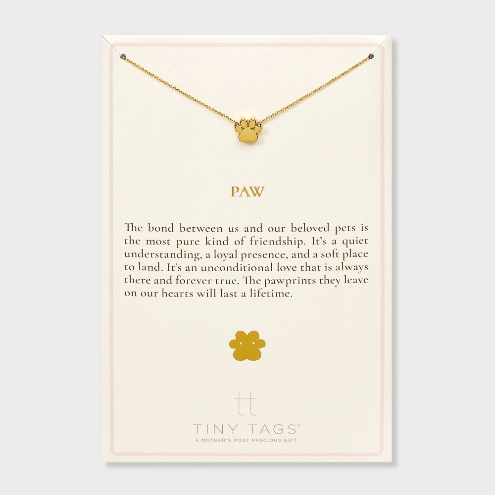 Photos - Pendant / Choker Necklace Tiny Tags 14K Gold Ion Plated Paw Chain Necklace - Gold