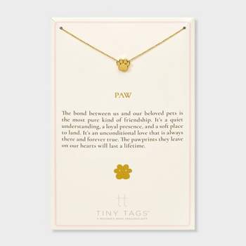 Tiny Tags 14K Gold Ion Plated Paw Chain Necklace - Gold