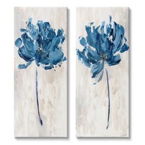 Stupell Industries Vivid Blue Abstract Flowers Rustic Florals, 10" x 24" - 1 of 4