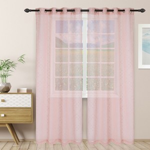 Floral Sheer Grommet Curtain Panel Set by Blue Nile Mills - 1 of 4