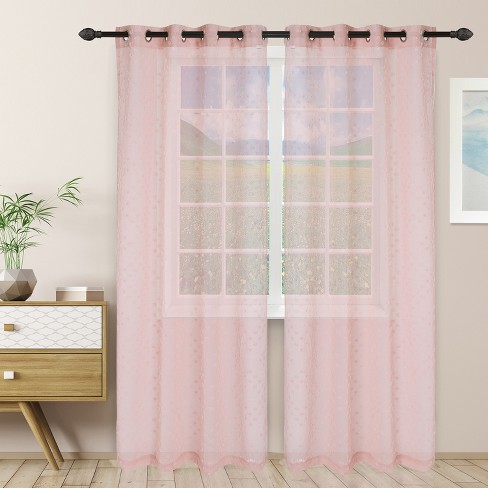 Fl Sheer Grommet Curtain Panel Set, Pink Sheer Grommet Curtains