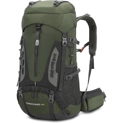 60L Hiking Camping Backpack with Rain Cover, Waterproof Large Capacity Outdoor Sport Travel Daypack