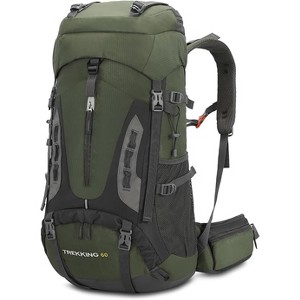 60L Hiking Camping Backpack with Rain Cover, Waterproof Large Capacity Outdoor Sport Travel Daypack - 1 of 4