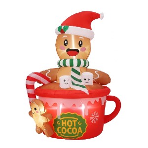 6 Ft Inflatable Gingerbread Man with LED Lights – Outdoor Christmas Yard Decoration for Lawn, Garden & Porch - 1 of 4