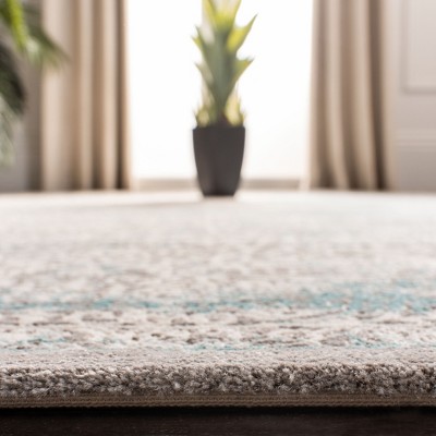 Ivory and Turquoise Hand-Knotted Rectangular Area Rug