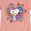 Girls' - Peanuts - Hug Heart Flower Fitted Short Sleeve Graphic T-Shirt - 2 of 4