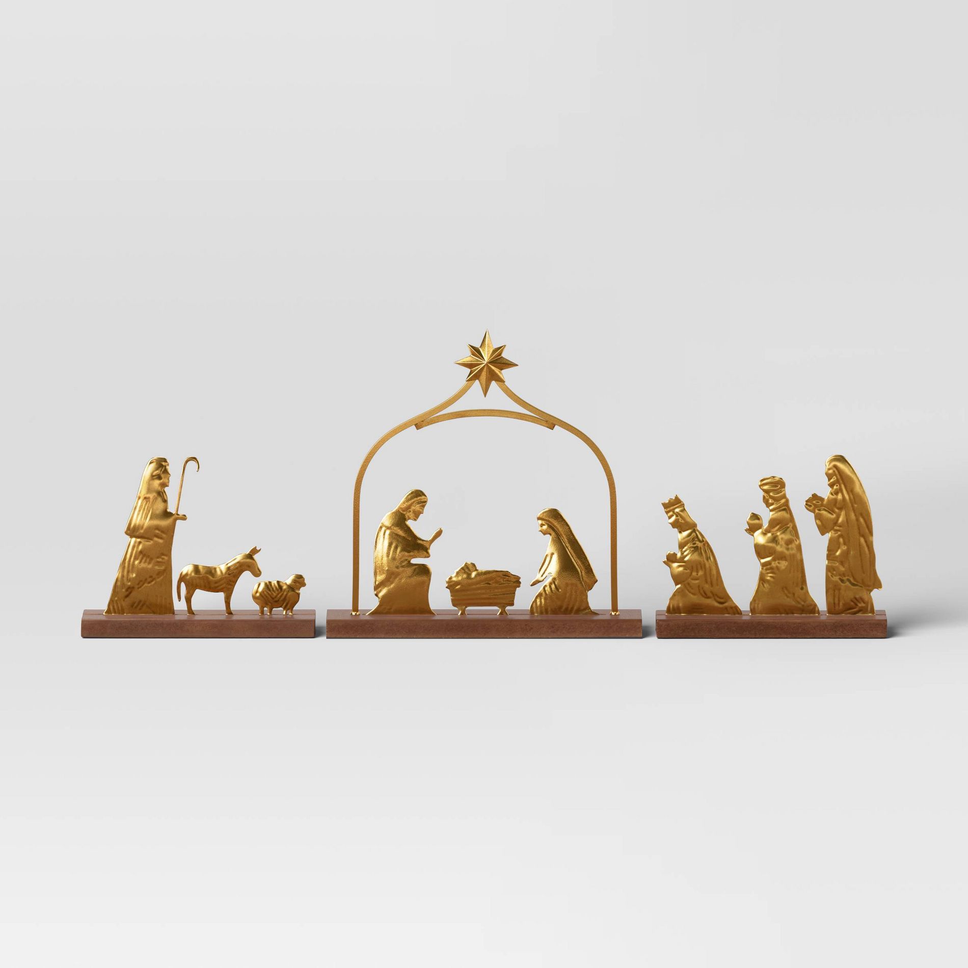3pc Metal Christmas Nativity Scene Figurine Set - Wondershop™ Gold